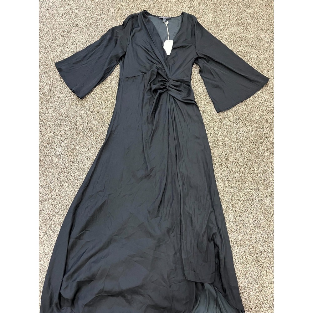 Grade & Gather Maxi Dress Womens Small Black Twist Front Flared Bell Sleeve